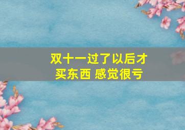 双十一过了以后才买东西 感觉很亏